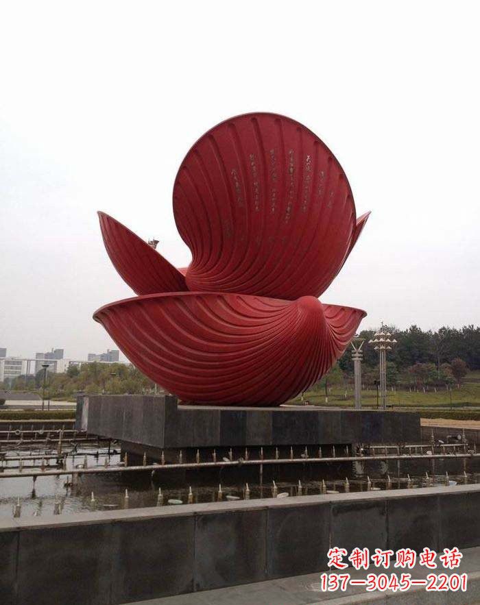 泰安不锈钢贝壳喷泉雕塑——海洋之美无限