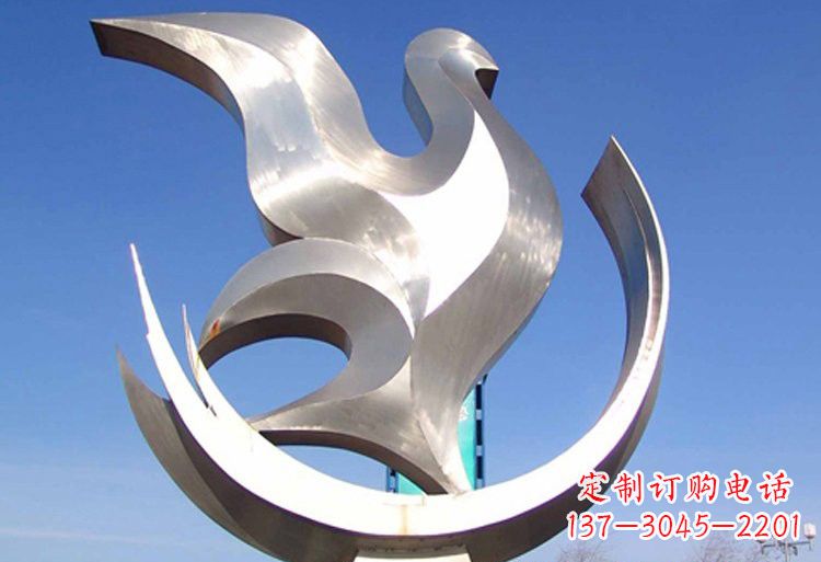 泰安不锈钢广场抽象鸽子雕塑
