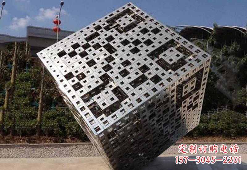 泰安不锈钢广场抽象魔方雕塑