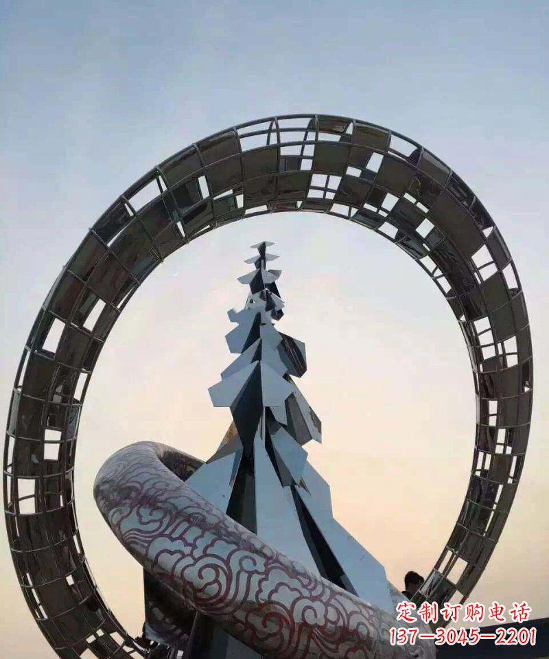 泰安不锈钢松树祥云雕塑