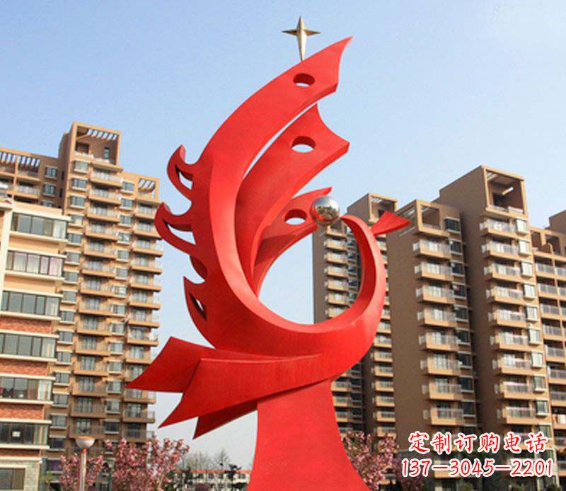 泰安凤凰雕塑不锈钢广场的精美景观