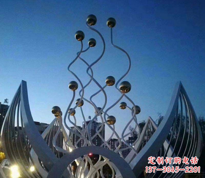 泰安不锈钢荷花雕塑美丽的象征