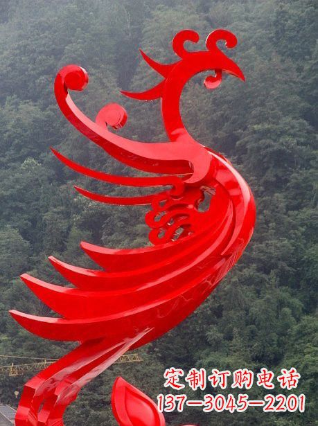 泰安不锈钢广场红色凤凰雕塑