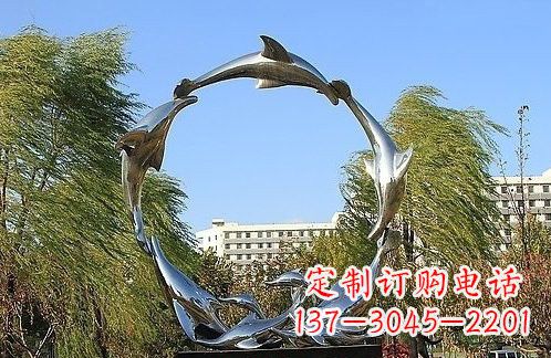 泰安不锈钢海豚雕塑美的化身
