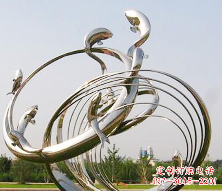 泰安不锈钢海豚雕塑美丽而又神秘