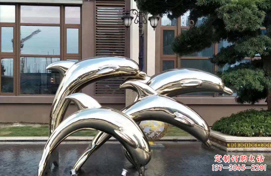 泰安不锈钢海豚跳跃雕塑精美绝伦