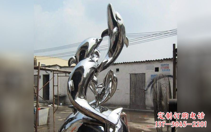 泰安海豚之美——不锈钢海豚雕塑