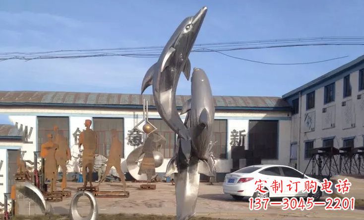 泰安不锈钢海豚嬉戏雕塑精美的艺术视觉