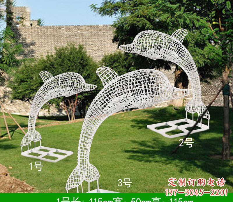 泰安不锈钢海豚组合雕塑精美的艺术品