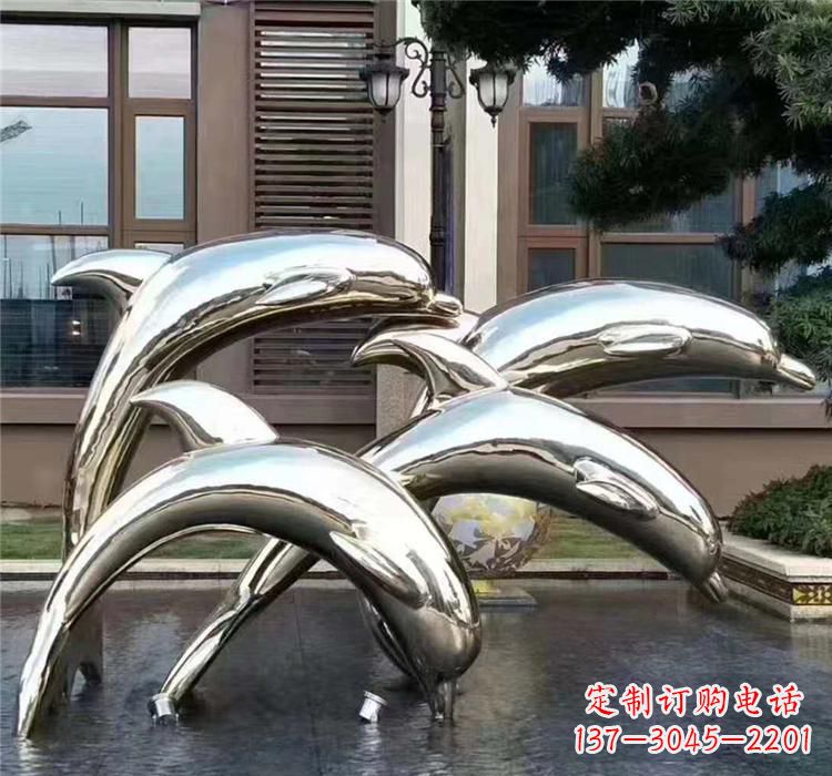 泰安不锈钢海洋动物雕塑——海豚