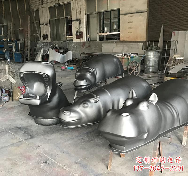 泰安静态之美22英寸不锈钢河马雕塑