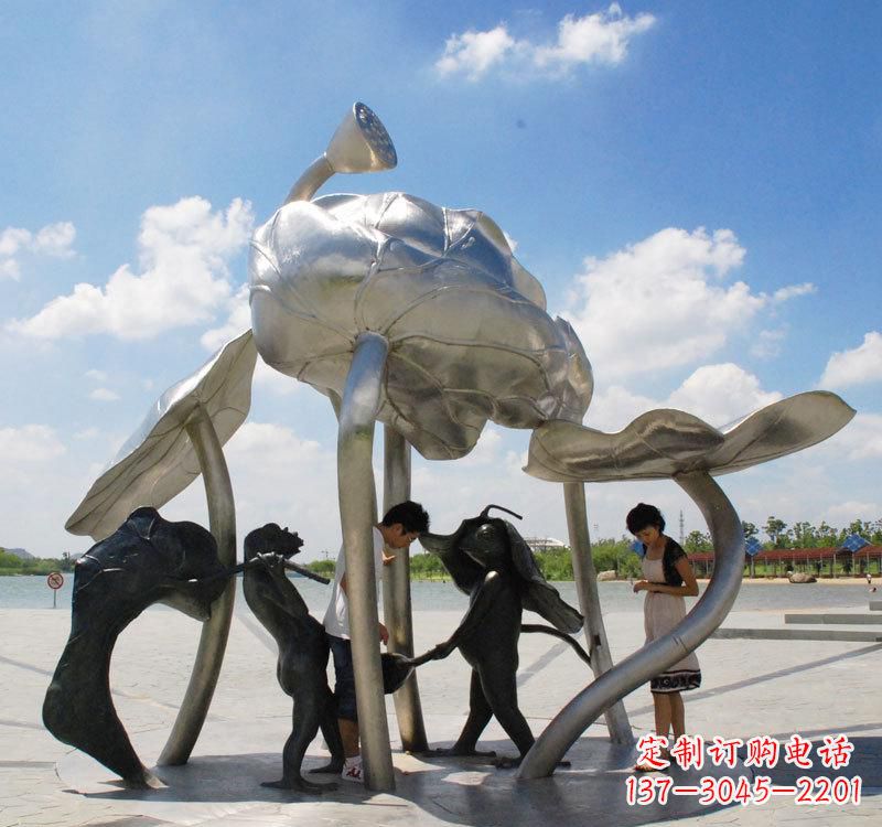 泰安荷花之美——不锈钢荷花广场雕塑