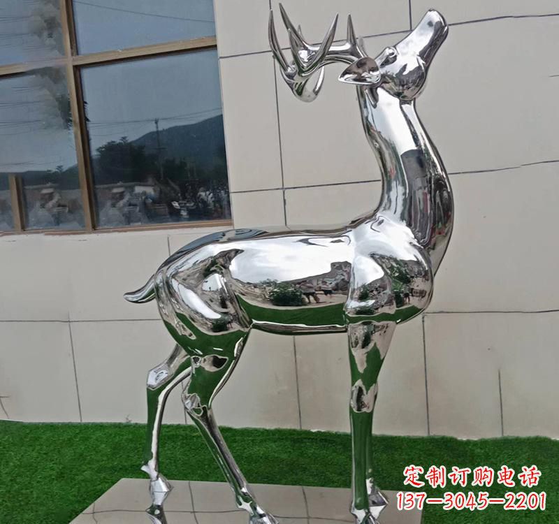 泰安不锈钢户外动物鹿雕塑精致大气的艺术品