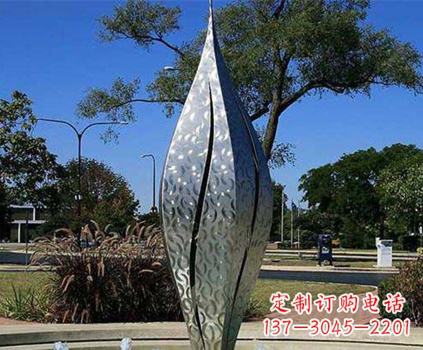 泰安不锈钢花骨朵喷泉雕塑精致细节展现精美艺术