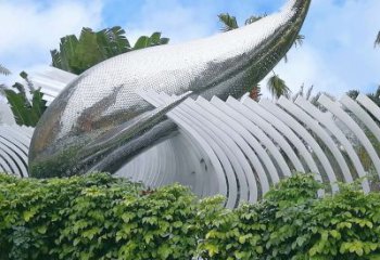 泰安海豚雕塑镜面鲸鱼创意动物景观