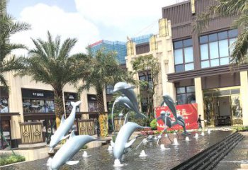 泰安精美海豚喷泉，点缀城市企业街道