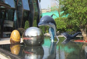 泰安不锈钢海豚景观雕塑创造精美绝伦的企业公园