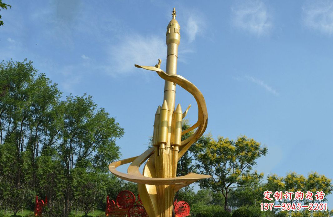 泰安火箭飞向蓝天不锈钢火箭广场景观雕塑