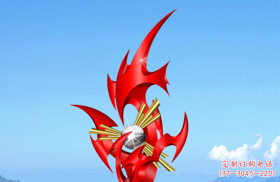 泰安不锈钢火苗抽象景观雕塑给城市添彩