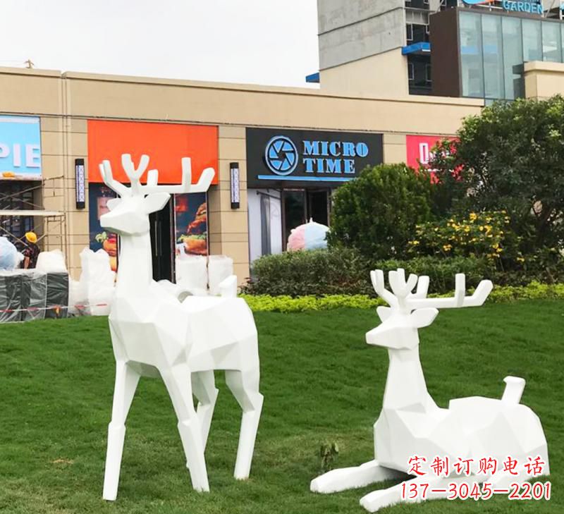 泰安不锈钢几何动物小鹿雕塑