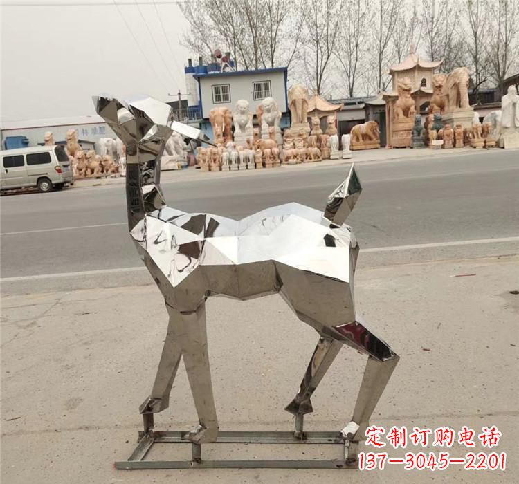 泰安不锈钢几何小鹿雕塑精美艺术品