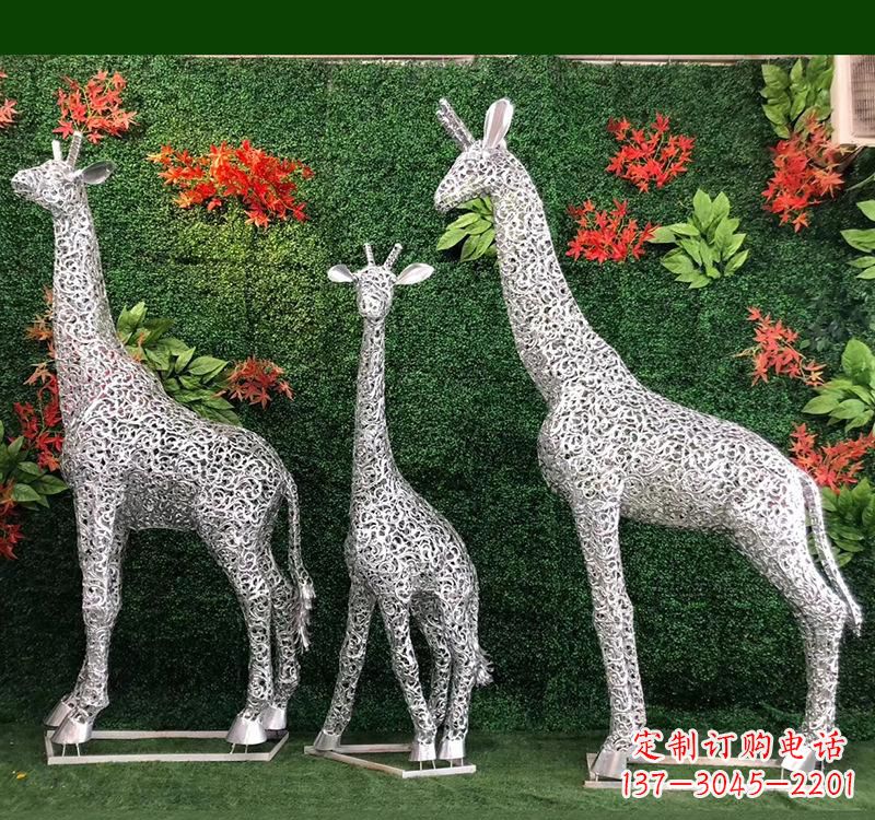 泰安不锈钢长颈鹿雕塑艺术与美的完美结合