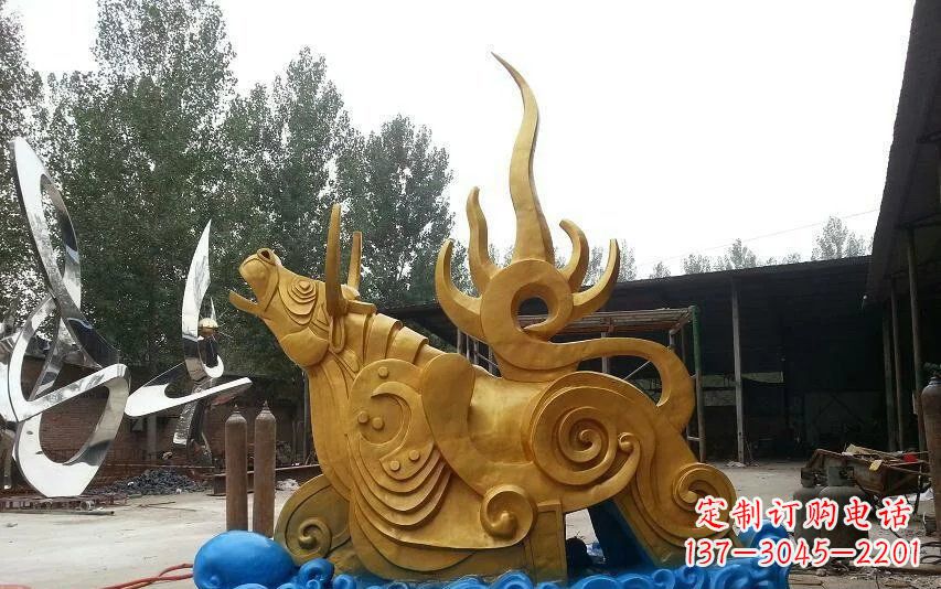 泰安不锈钢金牛卧波雕塑——传承文化的艺术瑰宝