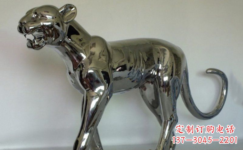 泰安不锈钢金钱豹雕塑给人以高贵气质的艺术瑰宝