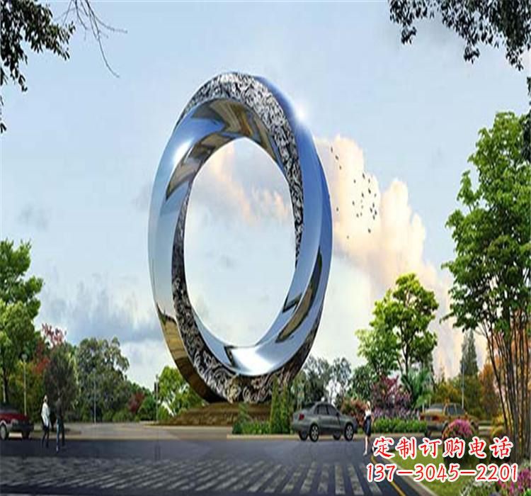 泰安不锈钢圆环雕塑美丽的空间装饰
