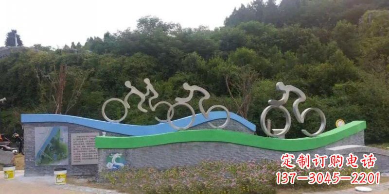 泰安不锈钢自行车雕塑——给景区增添一抹绚烂