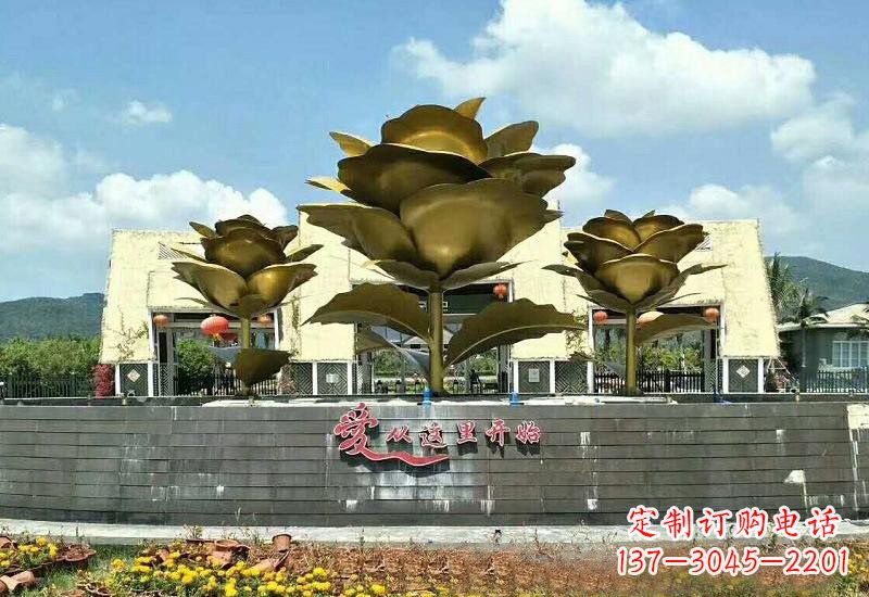 泰安不锈钢玫瑰雕塑美丽的艺术品