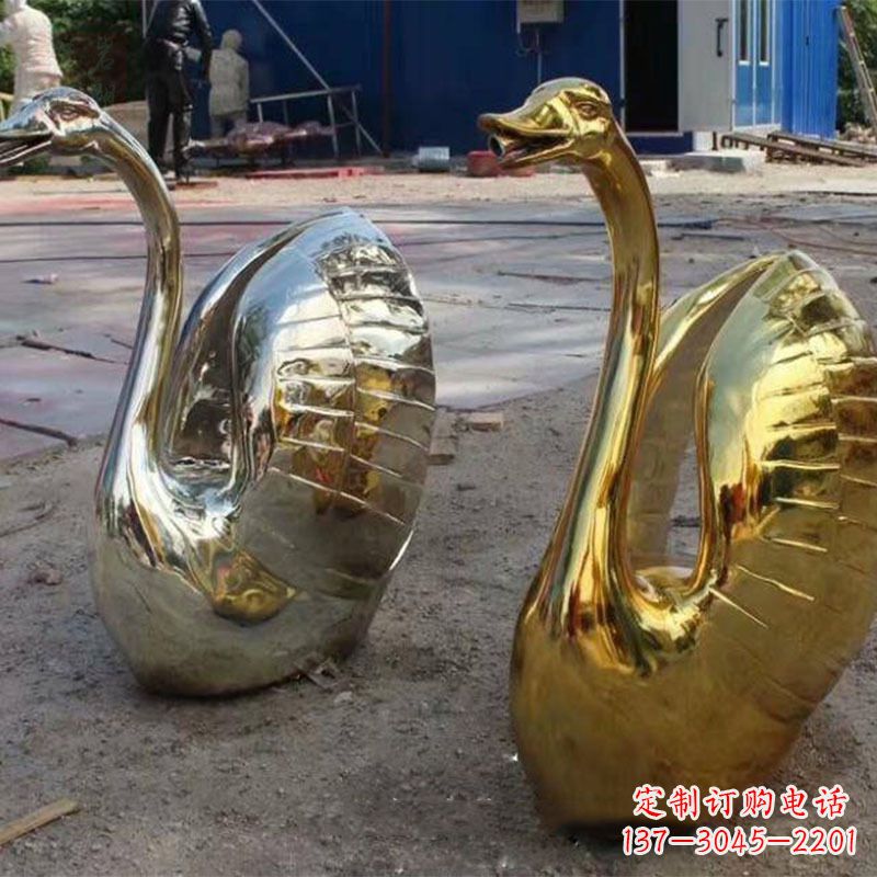 泰安不锈钢天鹅雕塑精美而绚丽