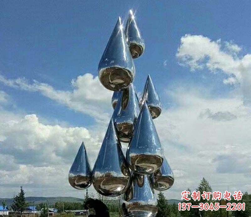 泰安不锈钢镜面大型水滴雕塑——艺术精美、精致优雅