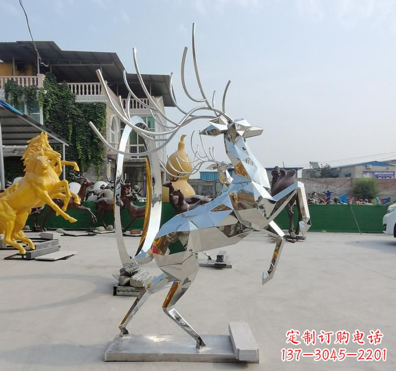 泰安不锈钢镜面动物鹿雕塑