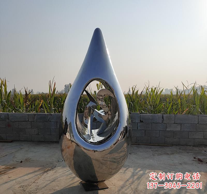 泰安不锈钢水滴雕塑展现自然之美