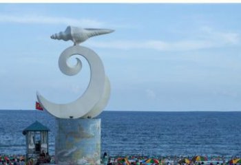 泰安海浪与海螺雕塑的结合——不锈钢景区的美景