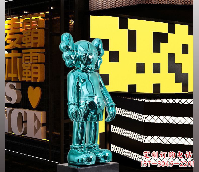 泰安不锈钢蓝色机器人雕塑引领未来的艺术品
