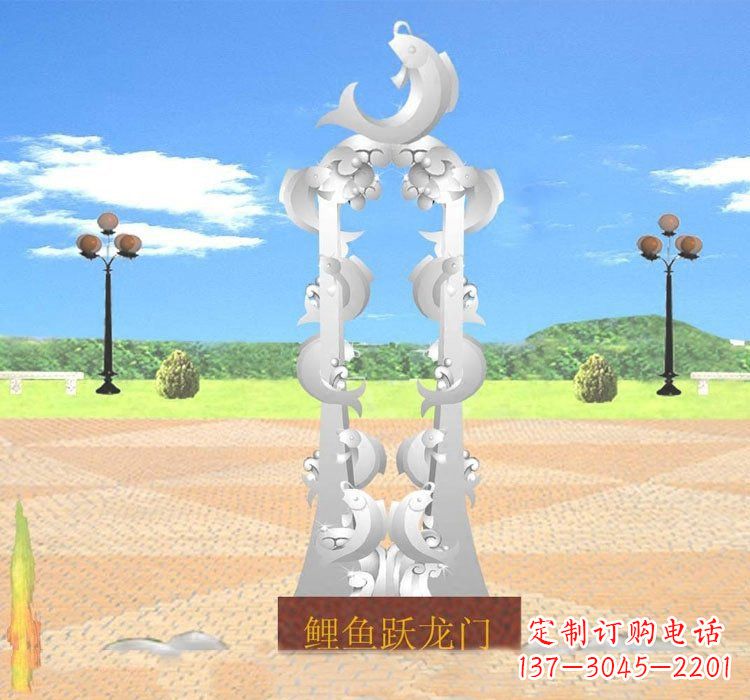 泰安不锈钢鲤鱼跃龙门雕塑——传承传统文化的艺术瑰宝