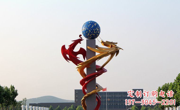 泰安龙凤呈祥一对不锈钢雕塑的精彩展示