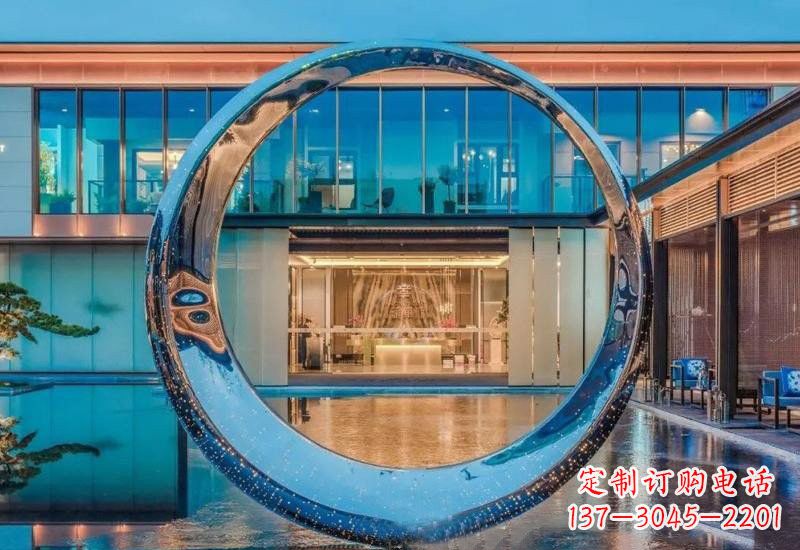 泰安不锈钢镂空灯光圆环雕塑
