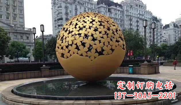 泰安不锈钢镂空球喷泉雕塑