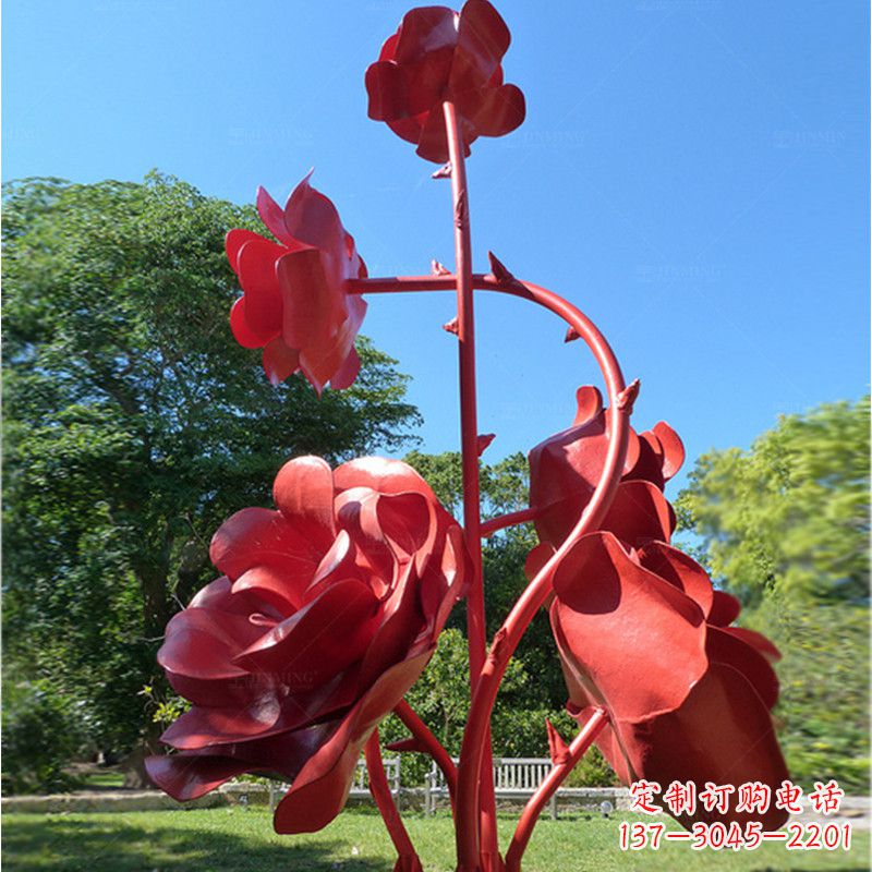 泰安不锈钢玫瑰花雕塑景观摆件