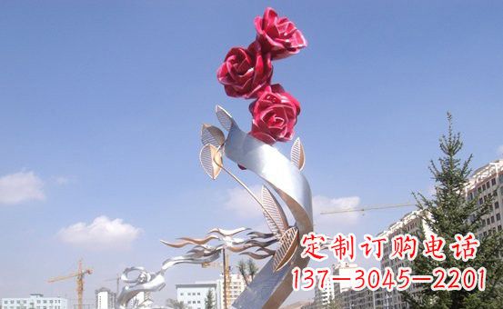 泰安不锈钢玫瑰花雕塑222