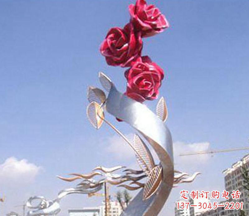 泰安不锈钢玫瑰花植物雕塑