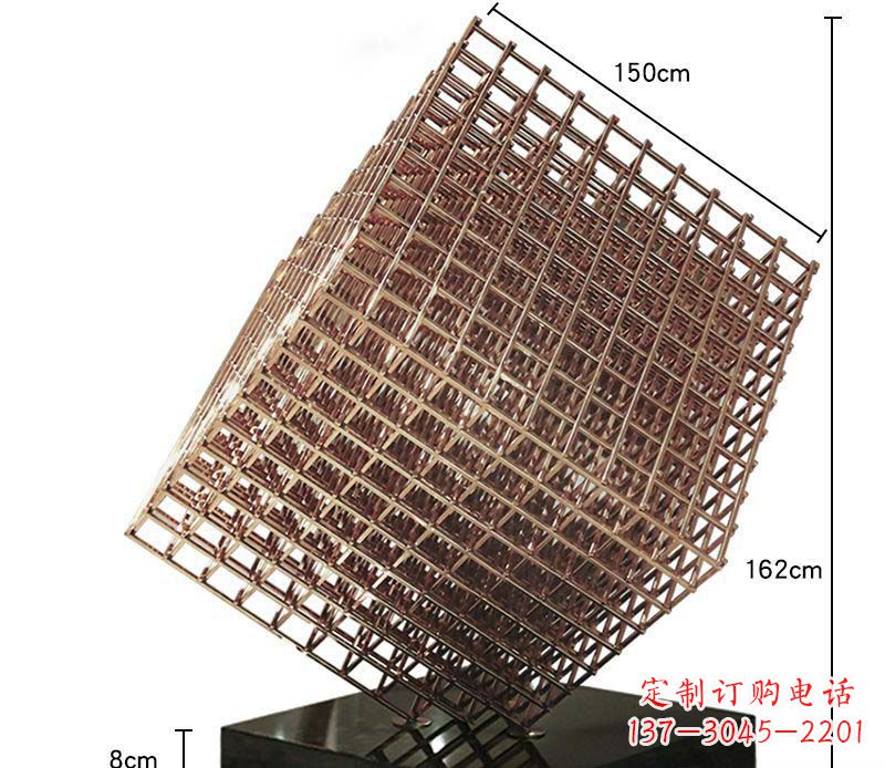 泰安玫瑰金色几何雕塑
