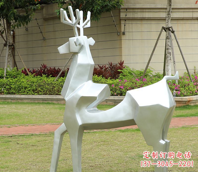 泰安不锈钢美陈动物雕塑——鹿