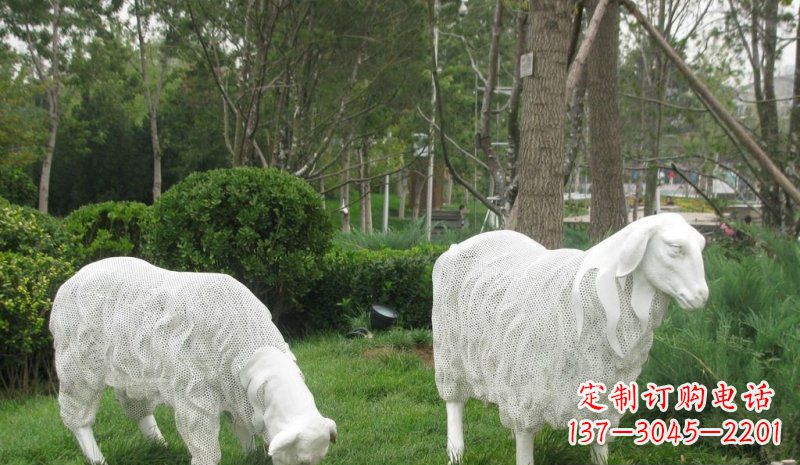 泰安不锈钢绵羊公园动物雕塑