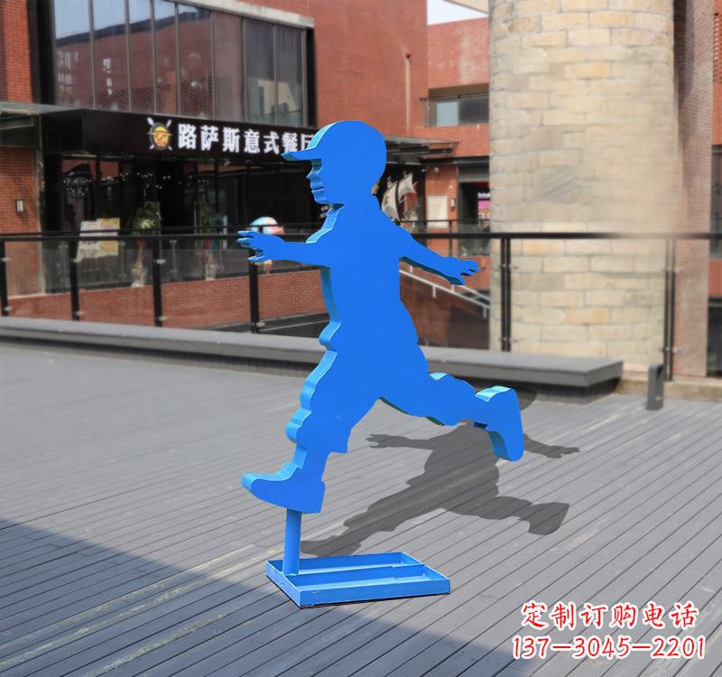 泰安不锈钢跑步儿童雕塑