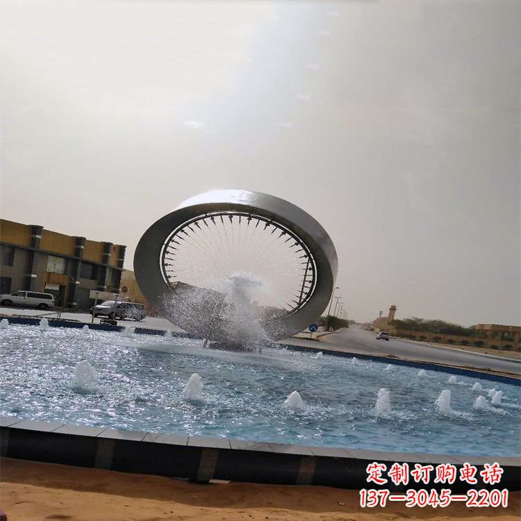 泰安精美不锈钢喷泉雕塑,增添环形绿景魅力