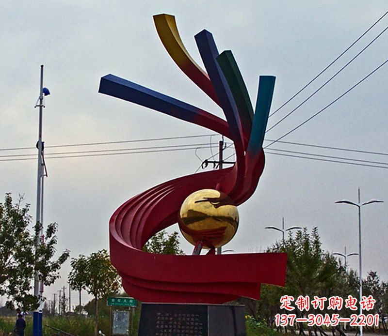 泰安不锈钢飘带雕塑艺术与自然的完美结合